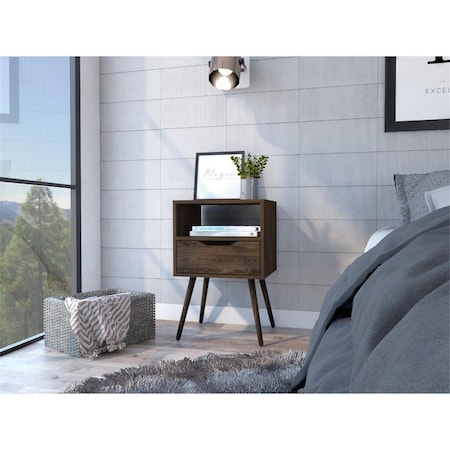 Gfancy Fixtures Modern Dark Walnut Bedroom Nightstand, Dark Walnut GF3669125